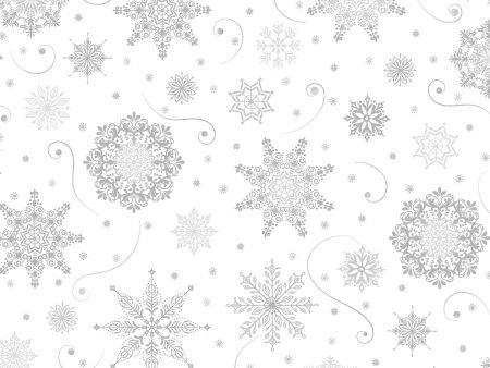 Snowflakes Cotton Fabric White MAS10353-WK Christmas Night by Monique Jacobs for Maywood Studio Online