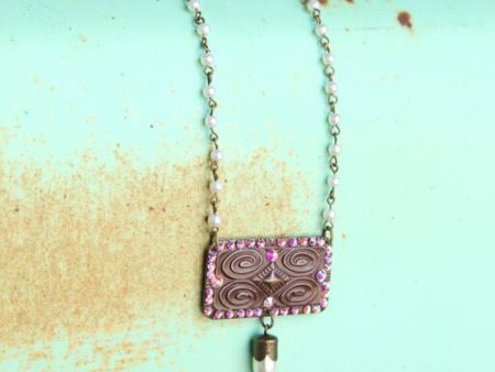 Pearl Chain Linked w  Aztec Stamped Pendant Fashion