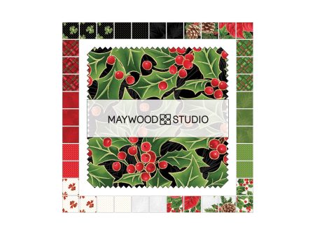 Metallic Evergreen Bows Cotton Fabric Charm Pack CP-MASEVB by Maywood Studio For Discount