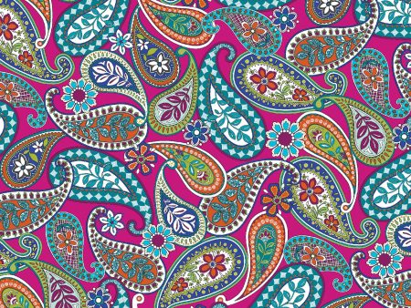 Inspire Paisley Cotton Fabric BEN13314M-23 Pink Return To Hope by Painted Sky Studio for Benartex Cheap