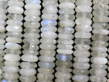 Natural Moonstone Gemstone Bead Faceted 6x2mm Rondelle Shape, Beautiful Natural White Color Blue Flash Moonstone Beads, Full Strand 15.5  Cheap