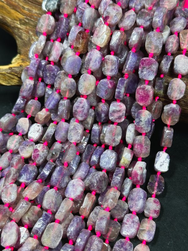 Natural Purple Tourmaline Gemstone Bead 15x10mm Tablet Shape, Beautiful Purple Pink Color Tourmaline Stone Bead, Great Quality 15.5  Strand Hot on Sale