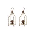 Glitzhome 10  White Farmhouse Decorative Hanging Candle Metal Lanterns on Sale