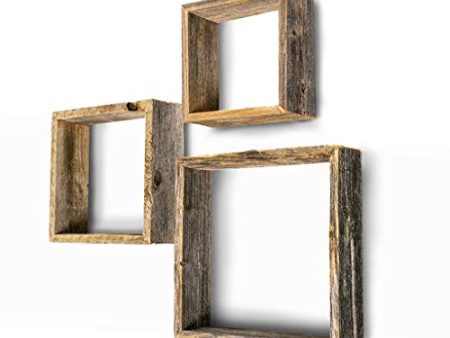 BarnwoodUSA Rustic Shelves, Square Floating Wood Shadowbox, Home Decor, Set of 3 (Natural Weathered Gray) Online Hot Sale