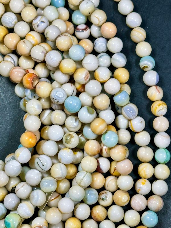 Natural Dragon Skin Agate Gemstone Bead 10mm Round Beads, Beautiful Light Blue Orange Beige Color Dragon Skin Agate Beads Great Quality 15.5 Online