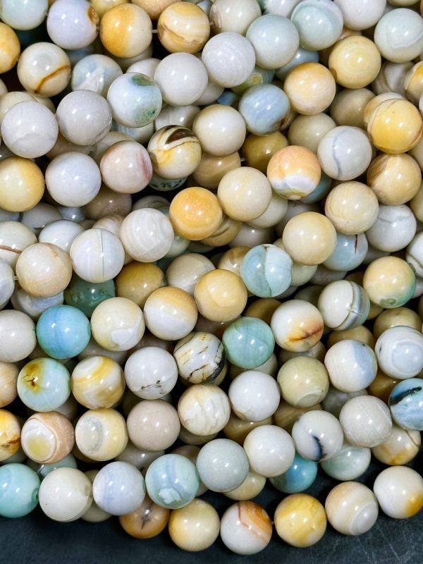 Natural Dragon Skin Agate Gemstone Bead 10mm Round Beads, Beautiful Light Blue Orange Beige Color Dragon Skin Agate Beads Great Quality 15.5 Online