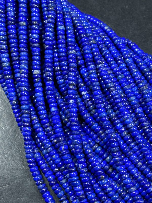 Natural Lapis Lazuli Gemstone Bead Smooth 4x2mm Rondelle Shape Beads, Gorgeous Natural Royal Blue Color Lapis Beads, Excellent Quality 15.5  For Discount