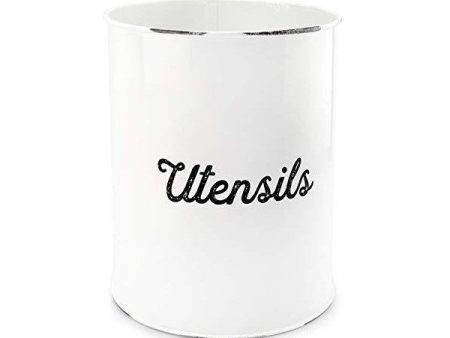 AuldHome 6  White Rustic Enamel Farmhouse Style Kitchen Utensil Caddy For Cheap