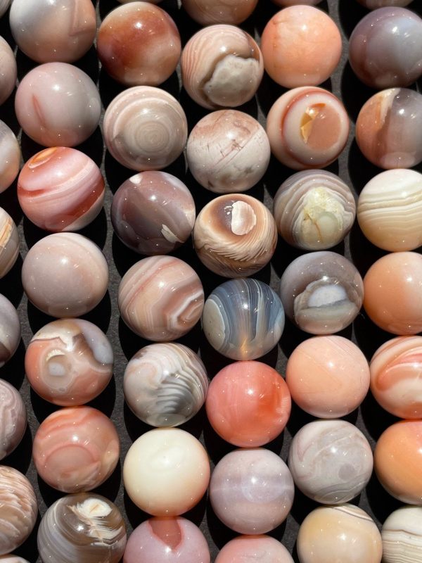 AAA Natural Pink Botswana Gemstone Bead 6mm 8mm 10mm Round Beads, Beautiful Pink Gray Color Botswana Agate Gemstone Bead Discount