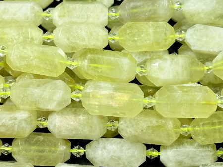 NATURAL Lemon Quartz Gemstone Bead Faceted 24x13mm Barrel Shape, Beautiful Lemon Yellow Color Quartz Gemstone Bead Great Quality 15.5  Online