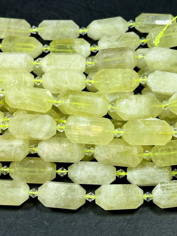 NATURAL Lemon Quartz Gemstone Bead Faceted 24x13mm Barrel Shape, Beautiful Lemon Yellow Color Quartz Gemstone Bead Great Quality 15.5  Online