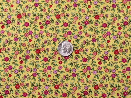 24.5  EOB Shop Hop Tiny Floral Fabric HEG-8667EOB Yellow by Bonnie Krebs for Henry Glass Hot on Sale