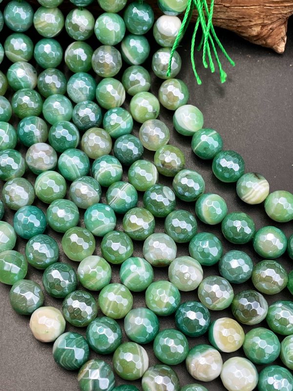 Mystic Botswana Agate Gemstone Bead Faceted 6mm 8mm 10mm 12mm Round Bead, Gorgeous Green Color Mystic Botswana Agate Beads Sale