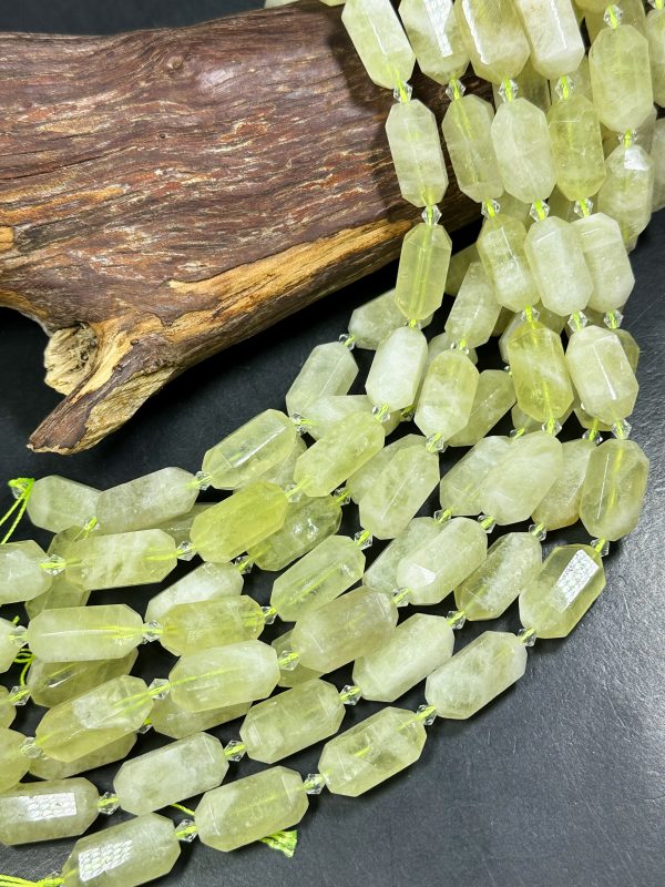 NATURAL Lemon Quartz Gemstone Bead Faceted 24x13mm Barrel Shape, Beautiful Lemon Yellow Color Quartz Gemstone Bead Great Quality 15.5  Online