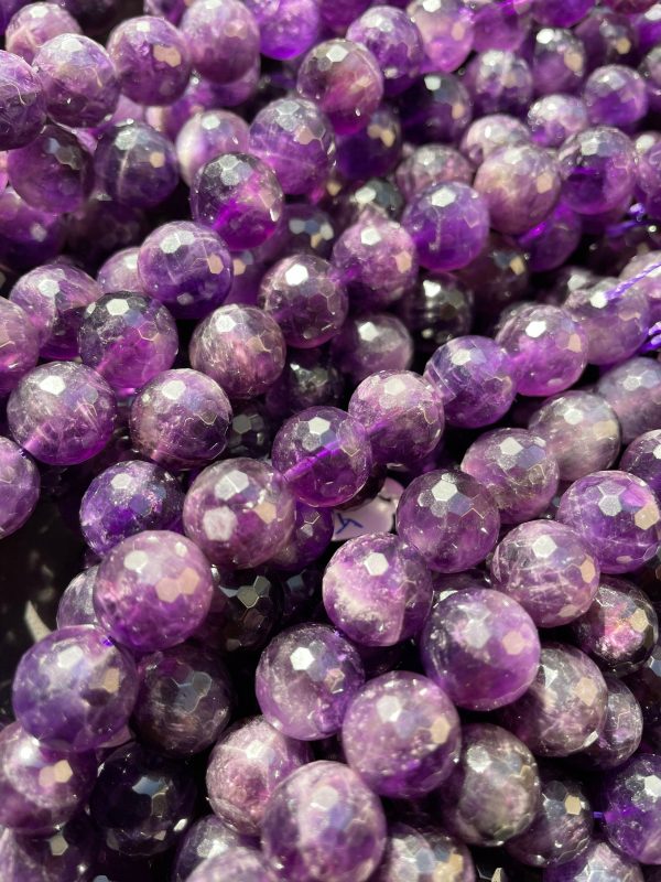 AAA Natural Amethyst Gemstone Bead Faceted 6mm 8mm 10mm 12mm Round Bead, Gorgeous Natural Purple Color Amethyst Beads 15.5  Online now