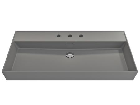 BOCCHI Milano 39  Matte Gray 3-Hole Fireclay  Wall-Mounted Bathroom Sink with Overflow Online