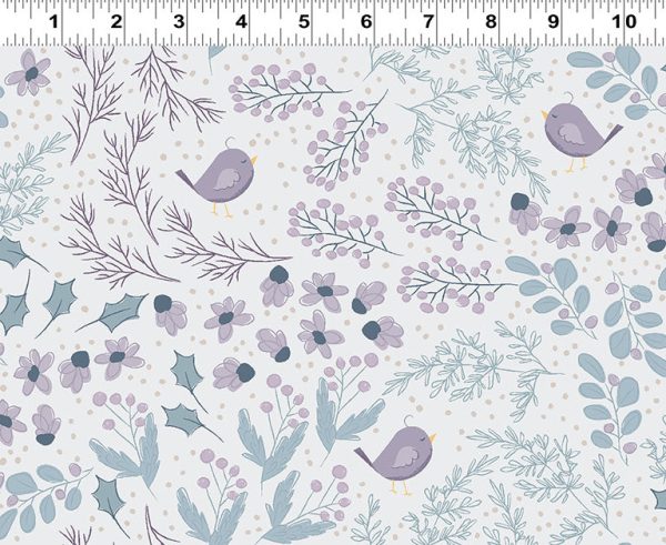 Birds Cotton Fabric Multi Color CLTY4127-55 Winter Gardens by Meags & Me for Clothworks Supply