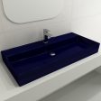 BOCCHI Milano 39  Sapphire Blue1-Hole Fireclay Wall-Mounted Bathroom Sink with Overflow For Cheap