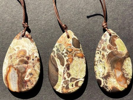 Natural Ocean Jasper Gemstone Pendant 30x50mm Teardrop Shape Online Hot Sale