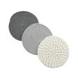 Jennice House 7  Gray Cotton Thread Weave Hot Pot Holders - Set of 3 For Discount