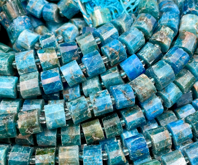 AAA Natural Apatite Gemstone 8x6mm Rondelle Pinwheel Shape, Beautiful Natural Blue Apatite Gemstone Beads Fashion