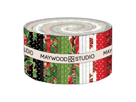 Metallic Evergreen Bows Cotton Fabric Jelly Roll ST-MASEVB by Maywood Studio For Cheap