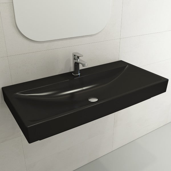 BOCCHI Scala Arch 39  Matte Black 1-Hole Wall-Mounted Fireclay Bathroom Sink Sale