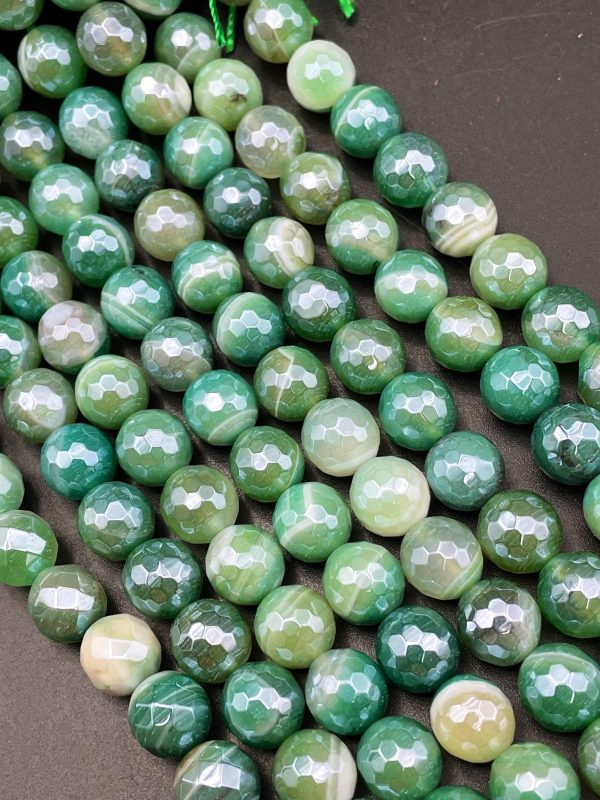 Mystic Botswana Agate Gemstone Bead Faceted 6mm 8mm 10mm 12mm Round Bead, Gorgeous Green Color Mystic Botswana Agate Beads Sale