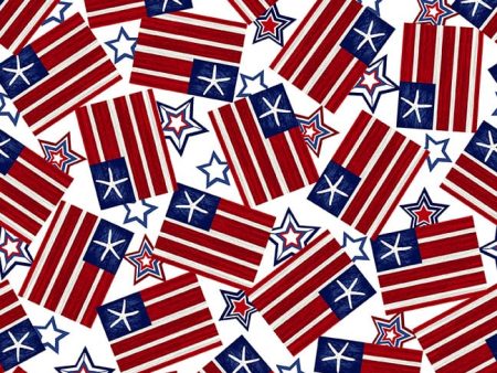 13  EOB Flags White Cotton Fabric SEF7484-01EOB Star Spangled Beach by Sharon Lee for Studio E Online now