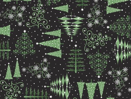 Trees Cotton Fabric Black MAS10352-J Christmas Night by Monique Jacobs for Maywood Studio Online now