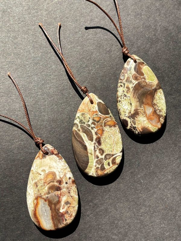 Natural Ocean Jasper Gemstone Pendant 30x50mm Teardrop Shape Online Hot Sale