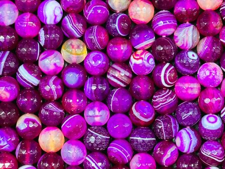 NATURAL Botswana Agate Gemstone Bead Faceted 6mm 8mm 10mm 12mm Round Beads, Beautiful Pink Fuchsia Color Gemstone Bead Full Strand 15.5  Online Hot Sale