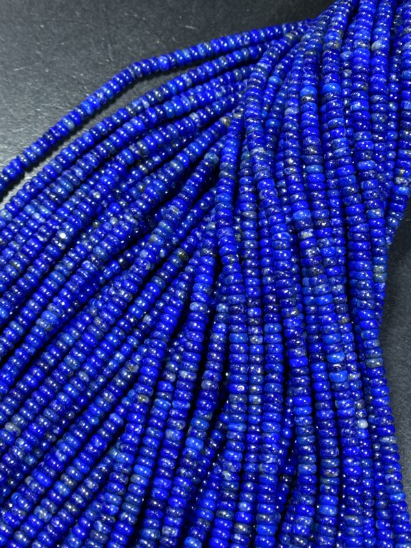 Natural Lapis Lazuli Gemstone Bead Smooth 4x2mm Rondelle Shape Beads, Gorgeous Natural Royal Blue Color Lapis Beads, Excellent Quality 15.5  For Discount