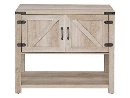 HOMCOM 35  Oak 2-Door Freestanding Storage Hutch Cabinet with Bottom Shelf Online Hot Sale