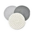 Jennice House 7  Gray Cotton Thread Weave Hot Pot Holders - Set of 3 For Discount