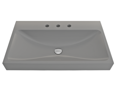 BOCCHI Scala Arch 32  Matte Gray 3 Hole Wall-Mounted Fireclay Bathroom Sink on Sale