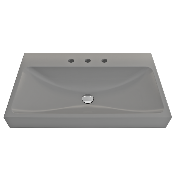 BOCCHI Scala Arch 32  Matte Gray 3 Hole Wall-Mounted Fireclay Bathroom Sink on Sale