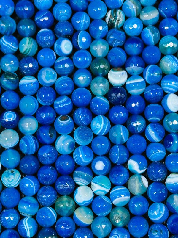 NATURAL Botswana Agate Gemstone Bead Faceted 6mm 8mm 10mm 12mm Round Beads, Beautiful Blue Color Gemstone Bead Full Strand 15.5  For Cheap