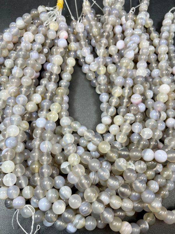 Natural Botswana Agate Gemstone Bead 6mm 8mm 10mm 12mm Round Bead, Gorgeous Gray Color Botswana Gemstone Beads 15.5  Online