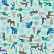 Arctic Party Cotton Fabric Aqua CLTY3617-100 Scandinavian Winter by McKay Manor Musers for Clothworks For Discount