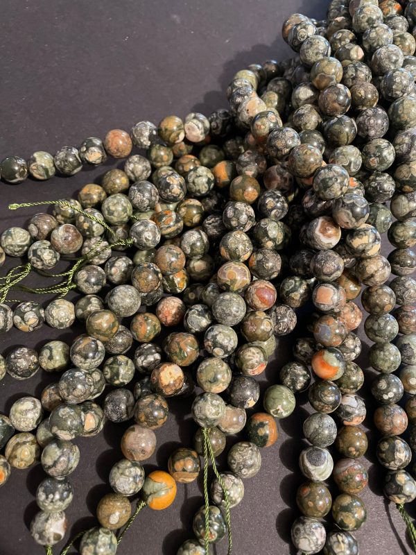 Natural Rhyolite Gemstone Bead 6mm 8mm 10mm 12mm Round Beads, Gorgeous Green Brown Color Bead, 15.5  Strand on Sale