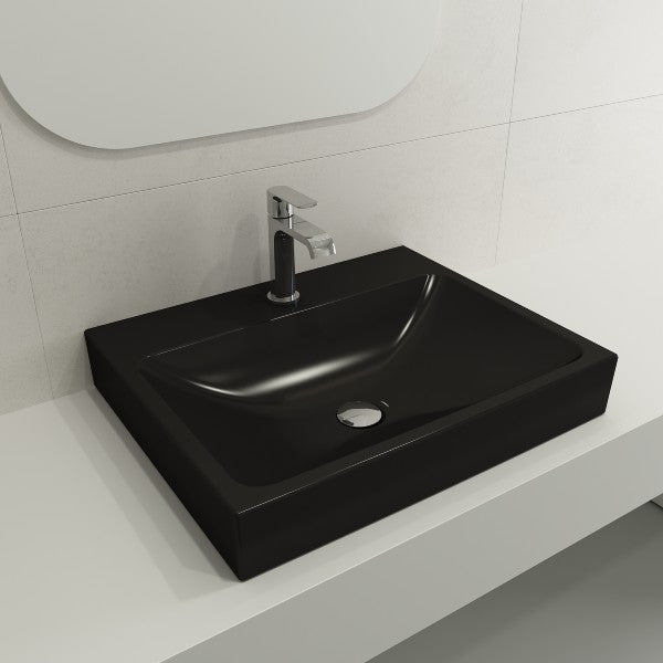 BOCCHI Scala Arch 23  Matte Black 1-Hole  Wall Mounted Fireclay Bathroom Sink Online Hot Sale