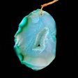 Natural Druzy Agate Unique Free Form Pendant Gorgeous Green Brown Color Loose Pendant Online