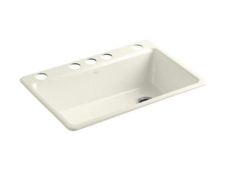 KOHLER Riverby K-5871-5UA3-96 33  Biscuit Single Bowl Undermount Kitchen Sink w  Accessories For Cheap