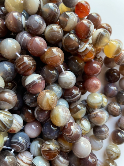 Natural Botswana Agate Gemstone Bead 4mm 6mm 8mm 10mm 12mm Round Bead, Gorgeous Gray Orange Brown Color Botswana Agate, 15.5  Strand Online