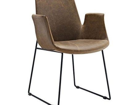 Modway Aloft EEI-1806-BRN 23  Brown Faux Leather Modern Farmhouse Dining Chair Supply