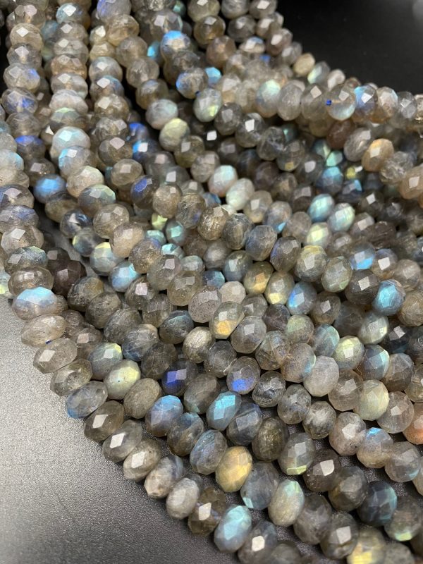 AAA Natural Rainbow Labradorite Gemstone Bead Faceted 6x9mm Rondelle Shape, Beautiful Blue Flash Labradorite Gemstone Beads Discount