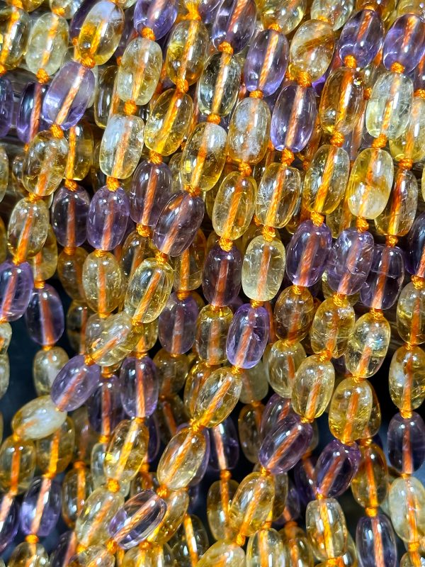 AAA NATURAL Ametrine Gemstone Bead 11x7mm Tube Shape, Beautiful Natural Orange Purple Color Citrine Amethyst Gemstone Bead Excellent Quality Hot on Sale