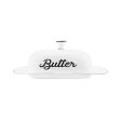 AuldHome 7  White Vintage Style Farmhouse Enamelware Butter Dish w  Cover For Cheap