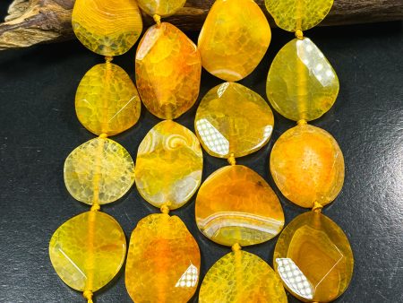 Natural Dragon Skin Agate Gemstone Bead Faceted Freeform Oval Shape, Beautiful Orange Color Dragon Skin Agate Beads, Full Strand 15.5  Sale